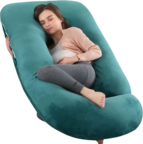 Miniatura 12 de Elover Almohada de embarazo imprescindible para el embarazo, almohada de apoyo de maternidad de cuerpo completo para mujeres embarazadas con funda