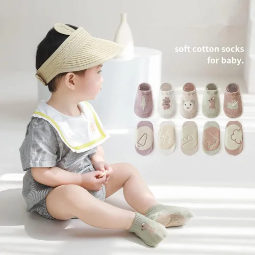 Miniatura 6 de Calcetines de suelo para bebé con empuñaduras antideslizantes para niños pequeños recién nacidos, antideslizantes, unisex, para niño y niña