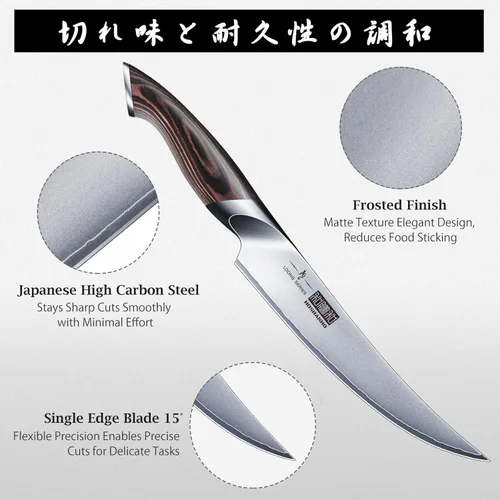 Miniatura 2 de HOSHANHO Cuchillo deshuesador de 6 pulgadas, cuchillo de filete de acero inoxidable de alto carbono para pescado, cuchillos de fileteado de cocina