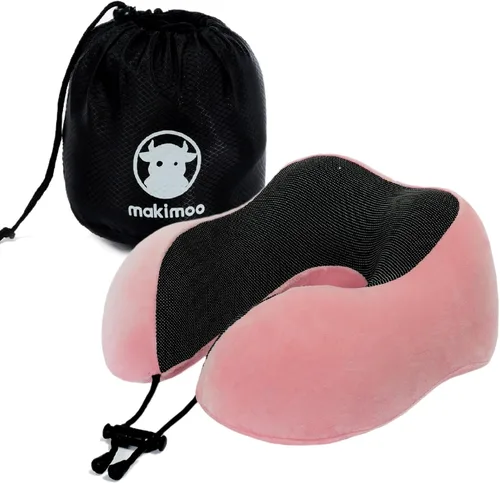 Miniatura 9 de Almohada de viaje de espuma viscoelástica, almohada para el cuello con soporte de cabeza de 360 grados, cómoda ideal para dormir en avión, Negro