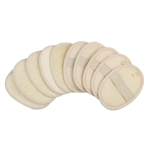10 unidades de almohadillas exfoliantes de esponja de luffa - Luffa natural y tela de rizo, estropajos corporales para ducha y baño Mooerca 1