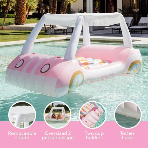 Miniatura 3 de FUNBOY Giant Inflatable Luxury Golf Cart Pool Float, Two Cup Holders, Removable Fringe Shade, Float for Summer Pool Party and Entertainment Carrito