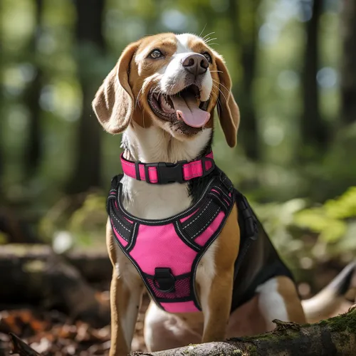 Miniatura 2 de Joytale - Collar reflectante para perro, collar de nailon transpirable con acolchado de neopreno suave para mascotas, ajustable para perros Rosa
