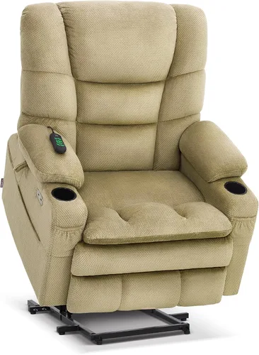 Miniatura 14 de MCombo Sillón Reclinable Grande con Triple Motor de Elevación Eléctrica con Masaje y Calefacción Doble, Reposacabezas Ajustable para Personas Café