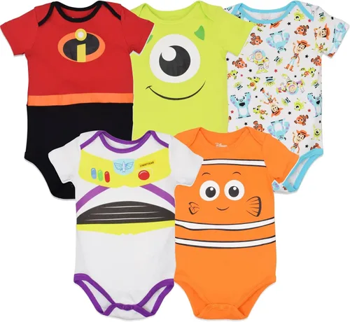 Disney Mickey Mouse Lion King Winnie the Pooh Pixar Toy Story Buscando a Nemo Baby Paquete de 5 mamelucos para recién nacido a bebé