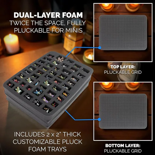 Miniatura 3 de CASEMATIX Estuche rígido de almacenamiento en miniatura, funda de espuma personalizable de doble capa para miniaturas, unidades grandes y vehículos