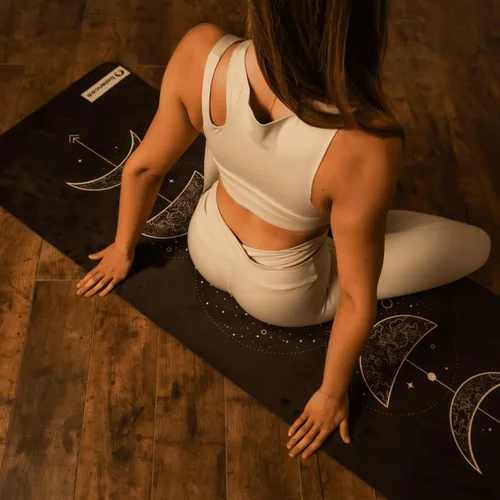 Miniatura 6 de Tapete de yoga con correa de 5 mm antideslizante de gamuza y TPE - Tapete ecológico para fitness y ejercicio para gimnasio en casa, pilates, yoga