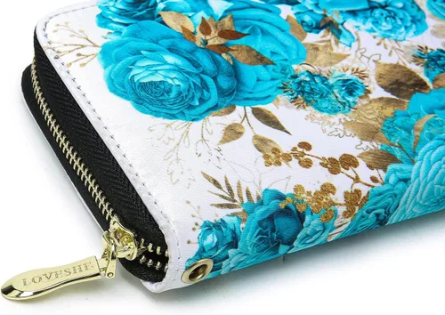 Miniatura 117 de Cartera de mano para mujer, estilo bohemio, con RFID, elegante, espaciosa con correa para viajes, capacidad para tarjetas, teléfono, dinero