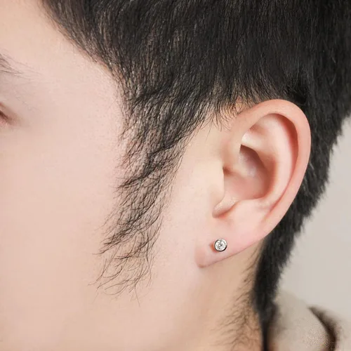 Miniatura 8 de Aretes tipo dormilona de plata esterlina para mujeres, hombres, niñas. 3 pares de pequeños aretes redondos de circonita cúbica con circonita cúbica