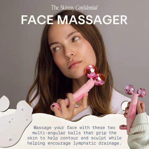 Miniatura 2 de The Skinny Confidential Rodillo facial – Masajeador de ojos y facial de bolas rosadas – Herramientas de masaje facial para el cuidado de la piel