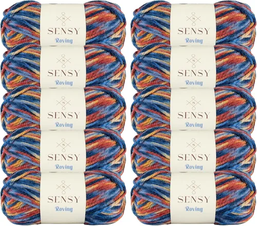 Miniatura 93 de Sensy Roving - Ovillo de lana multicolor, 3.5 onzas, 132 yardas, calibre 5, voluminoso (otoño)