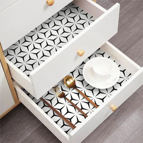 Miniatura 3 de Heroad Papel de Pared para Despegar y Pegar Papel Pintado Moderno en Negro y Blanco Papel de Contacto Boho Geométrico para Gabinetes y Cajones Papel