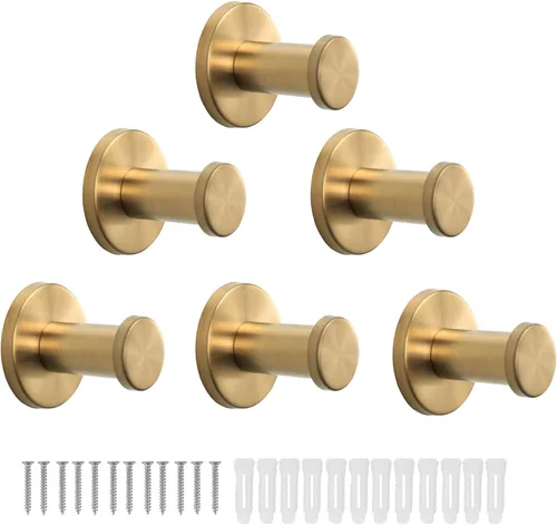 Miniatura 11 de Ganchos para toallas de baño, paquete de 6 ganchos redondos para abrigos, gancho resistente para bata montado en la pared, colgador de ropa Cromo