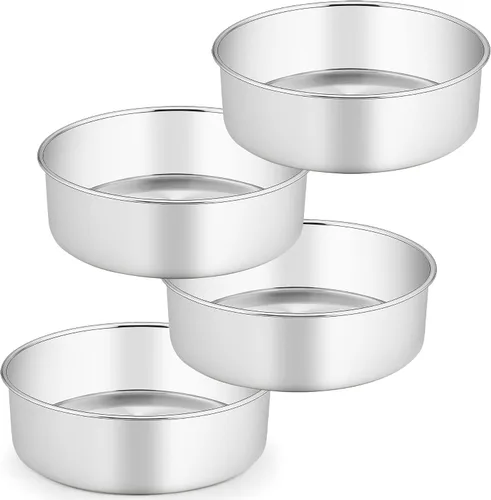 Miniatura 14 de TeamFar Molde para pasteles de 6 pulgadas, molde redondo profundo de acero inoxidable para hornear pasteles para bodas, fiestas de cumpleaños,