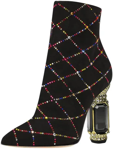 FSJ Botas de tacón alto con punta puntiaguda para mujer, con tacón alto, con cremallera lateral brillante, estilo casual, para uso diario, zapatos