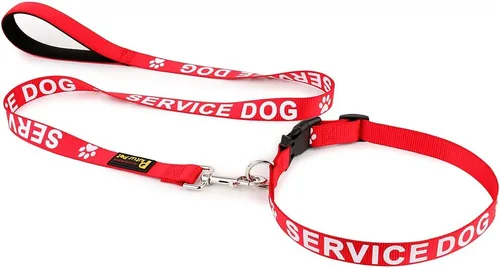 Miniatura 6 de Plutus Pet Correa para perro de servicio con mango acolchado de neopreno suave, impresa en letras grandes en ambos lados, 4 pies de largo, rojo, 5/8