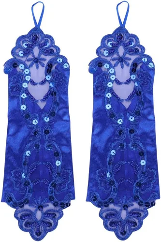 Miniatura 3 de Guantes de encaje floral sin dedos para novia, con lentejuelas, para mujer, ropa de mano, boda, graduación, fiesta, manoplas vintage