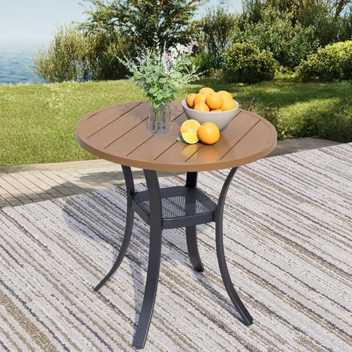 Miniatura 10 de 60" Round Outdoor Patio Table for 8, Metal Black Dining Table with Adjustable Umbrella Hole, Garden, Backyard & Deck Bistro Table