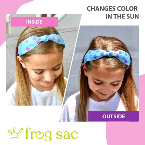 Miniatura 3 de FROG SAC Diadema de nudo azul que cambia de color para niñas, diademas de mariposa para niños, lindas bandas de pelo de flores anudadas de satén