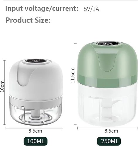 Miniatura 7 de Molinillo eléctrico de ajo recargable USB – Mini picadora eléctrica portátil 2023, mini picadora pequeña, procesador de alimentos, picador eléctrico
