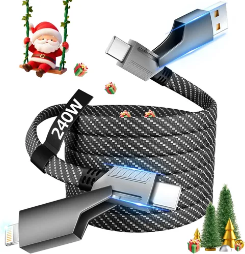 Miniatura 13 de Cable de Carga 4 en 1 de Carga Rápida de 65W, Cable USB C 4 en 1 Cable de Carga Múltiple USB con Chip E-Mark, Cable Cargador Múltiple para iPhone
