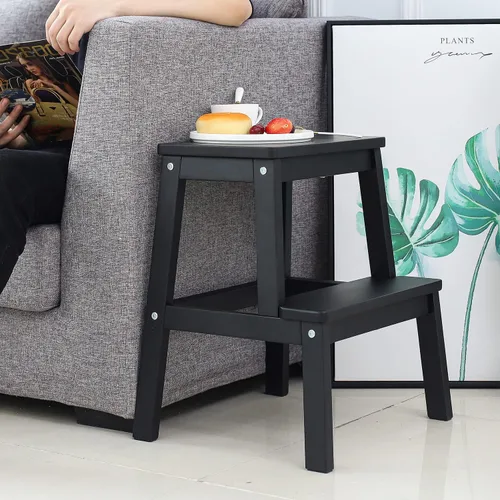 Miniatura 8 de HOUCHICS Taburete de madera para adultos con 400 libras, taburete de madera, taburete para adultos, taburete para ayudante de mesita de noche