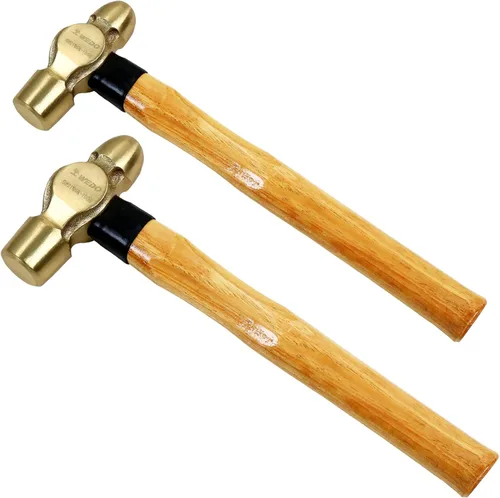 Miniatura 26 de WEDO Martillo de Bola de Latón con Mango de Fibra de Vidrio, Martillo de Bola Pein, 1lb, 280mm, 11