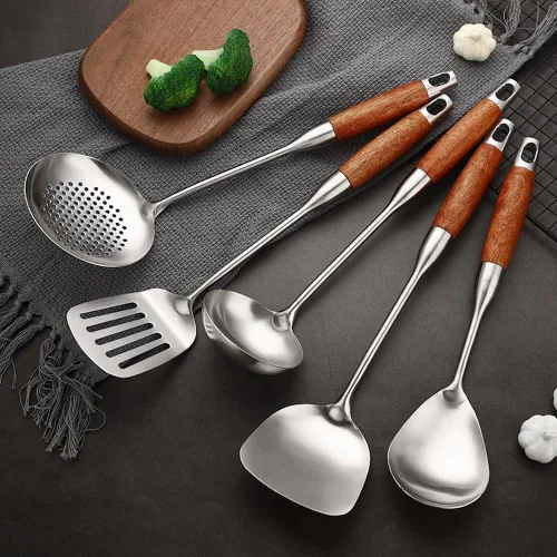 Miniatura 2 de Juego de utensilios de cocina de 5 piezas, juego de utensilios de cocina de acero inoxidable con soporte, accesorios de cocina y juego de regalo