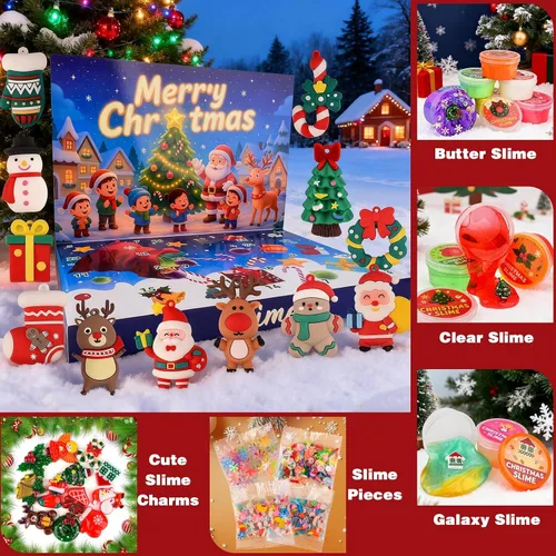 Miniatura 3 de Kit de slime de Navidad – Slime de Navidad antiadherente, suave, elástico, regalos de fiesta de slime para niños, perfecto para rellenos