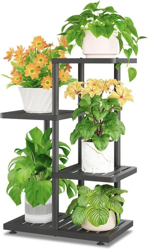 Miniatura 15 de iDavosic.ly Soporte para plantas con luz de cultivo para interiores y exteriores, estante de flores de metal de 4 niveles para macetas grandes