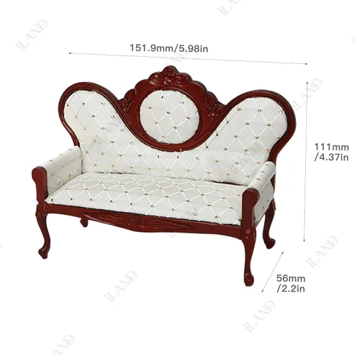 Miniatura 8 de iLAND Juego de muebles de casa de muñecas victoriana, muebles y accesorios para casa de muñecas, mini sofá de casa en miniatura con accesorios a