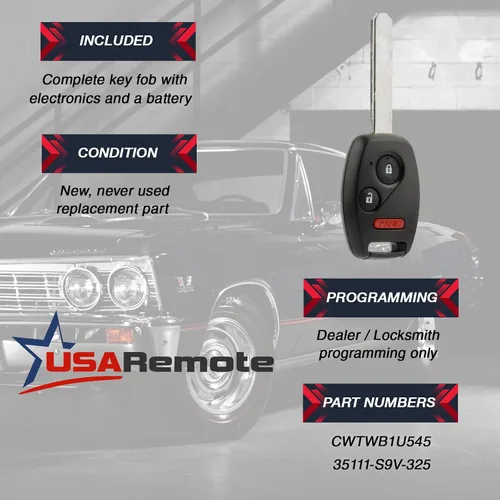 Miniatura 3 de Llave compatible con Honda Pilot 2005 2006 2007 2008 Control remoto de entrada sin llave (CWTWB1U545)