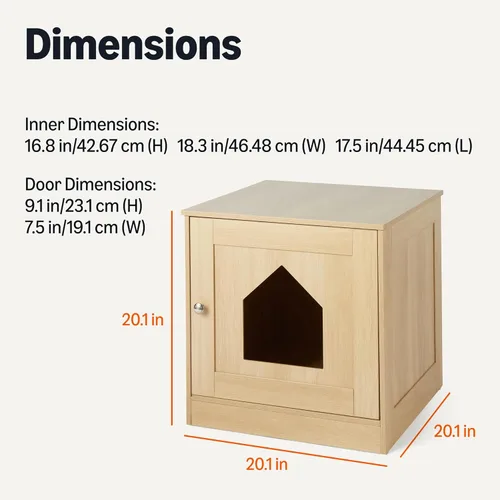 Miniatura 6 de Amazon Basics Caja de arena para gatos estilo mobiliario, roble