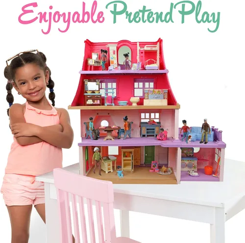 Miniatura 4 de Beverly Hills Doll Collection Sweet Li'l Family African American Dollhouse People - Juego de 9 figuras de acción para abuelo, abuela, mamá, papá