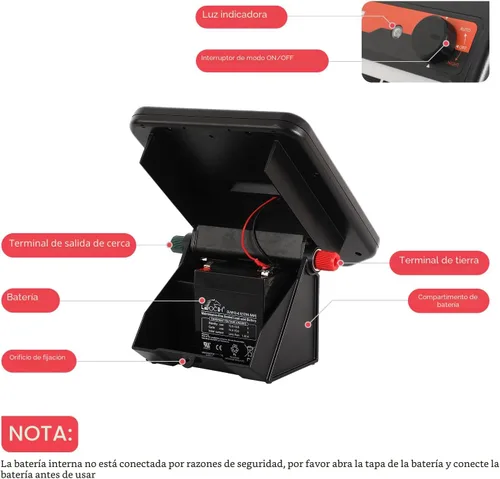 Miniatura 9 de Andmon MINI250 Cargador solar para cerca eléctrica con modo día o noche, 0.18 Joule Cargador solar para cerca portátil