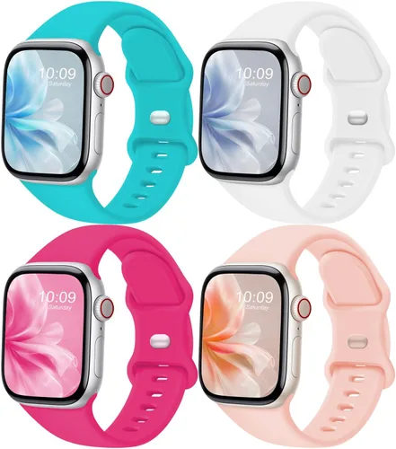 Banda deportiva compatible con Apple Watch de 38, 40, 41, 42, 44, 45, 46 y 49 mm, unisex, correa de repuesto de silicona suave para iWatch, Series