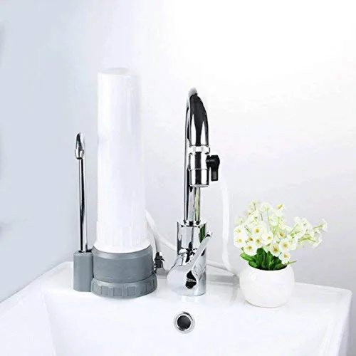 Miniatura 3 de HBJWOV - Purificador de agua para grifo, filtro de agua de acero inoxidable, reduce el alto flujo de agua, purificador de agua con adsorbente