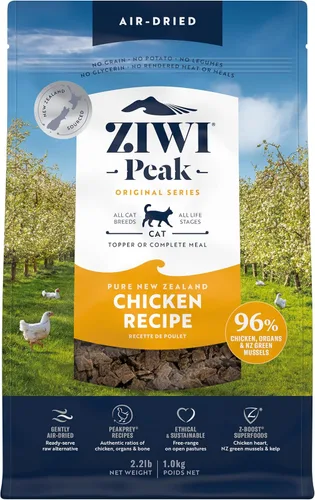 ZIWI Peak Alimento para gatos secado al aire – Pollo – Todo natural, alto en proteínas, sin granos, ingrediente limitado con superalimentos (35.2
