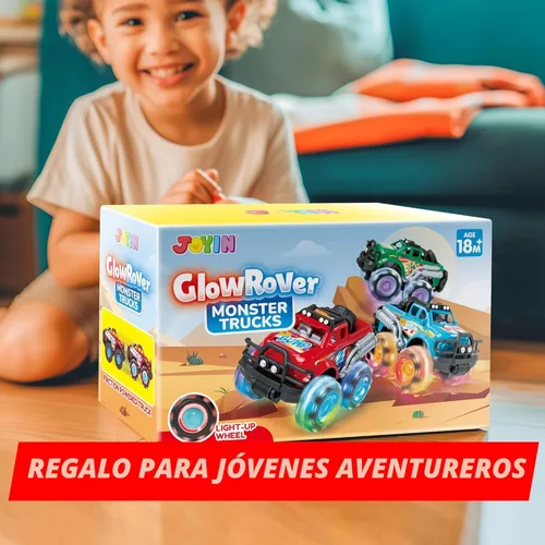 Miniatura 7 de Vroomix Paquete de 3 Camiones Monstruo de Juguete - Camión de Juguete con Ruedas LED Intermitentes - Autos que se Iluminan para Niños Pequeños