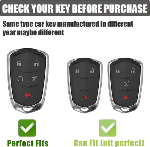 Miniatura 2 de Gematay - Funda para llavero Cadillac, carcasa protectora compatible con Escalade CTS SRX XT5 ATS CT6 5 botones llave remota Smart Key Protector