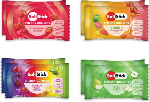 SaltStick Gomitas energéticas con electrolitos, paquete variado, gomitas de electrolitos fáciles de masticar, masticables energéticos que saben muy
