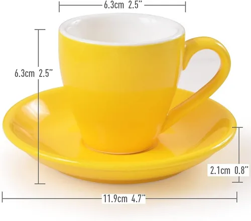 Miniatura 2 de Taza de café espresso de porcelana ionEgg con platillo, taza de café expreso, 80ml/2.7Oz, verde