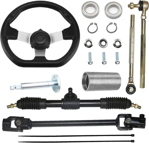 Miniatura 10 de PRO BAT 270mm/10.6'' Steering Wheel Steel Kit 320mm/12.6'' Gear Rack Pinion Adjustable Shaft Set for 110cc Go Kart Golf Buggy UTV