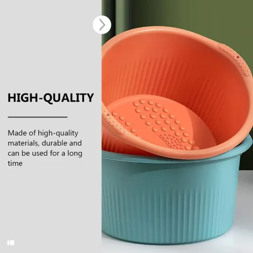 Miniatura 9 de Healifty Bañera de baño para remojar los pies: pedicura bañera de hidromasaje de pies barril cubo de remojo con cuentas para naranja