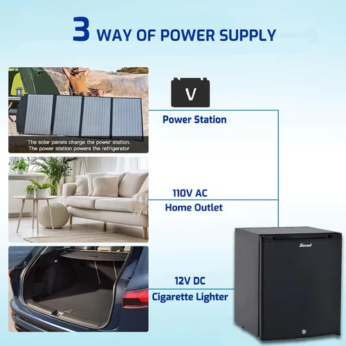 Miniatura 2 de Smad Mini Refrigerador con Cerradura de 1.0 pies cúbicos, Refrigerador para RV de 12V, 12V / 110V Súper Silencioso Refrigerador de 12V con Puerta