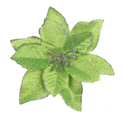 Miniatura 12 de YYCRAFT 12 flores artificiales de seda brillante con purpurina para decoración de árbol de Navidad (plata, 8 pulgadas)