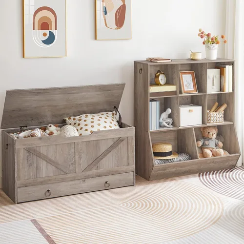 Miniatura 6 de HOOBRO Estantería para niños, gabinete de almacenamiento para juguetes, organizador de juguetes para niños, 8 cubículos, cabecera de estantería