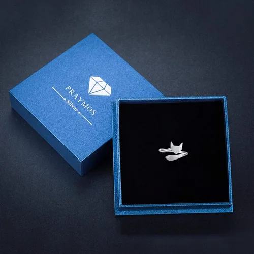 Miniatura 3 de Anillo de pulgar para mujer de plata de ley 925 con forma de zorro bonito anillo ajustable abierto talla 7 a 9 de EE UU Plata de ley plata de ley