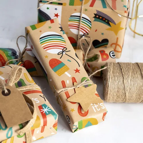 Miniatura 5 de RUSPEPA - Rollo de papel de estraza para envolver regalos, diseño de cumpleaños; ideal para cumpleaños, fiesta, baby shower; 24 pulgadas x 100 pies
