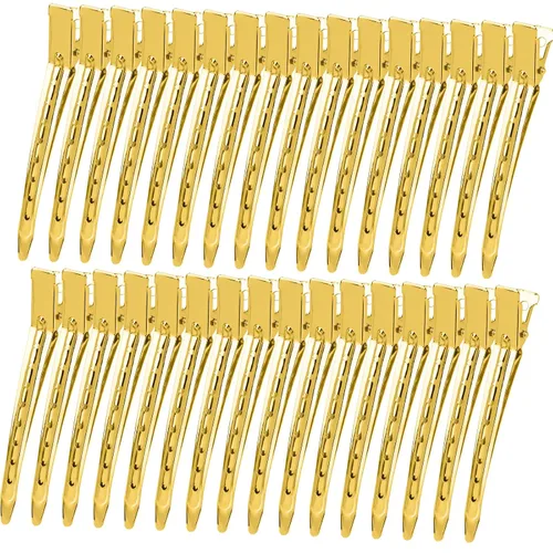 Miniatura 11 de YGDZ Pinzas de pico de pato, 30 pinzas de pelo de cocodrilo de metal de 3.5 pulgadas con agujeros, pinzas para el cabello para seccionar peinados